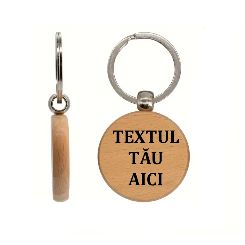 .pelton, breloc din lemn, rotund, se poate personaliza